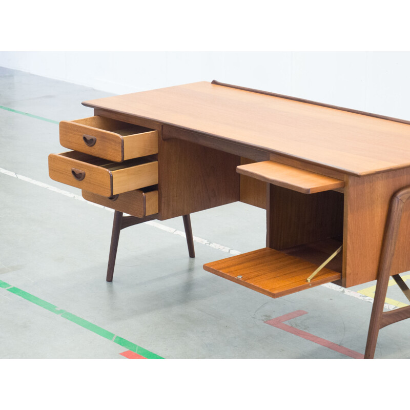 Vintage teak wood desk by Louis van Teeffelen for Wébé - 1950s