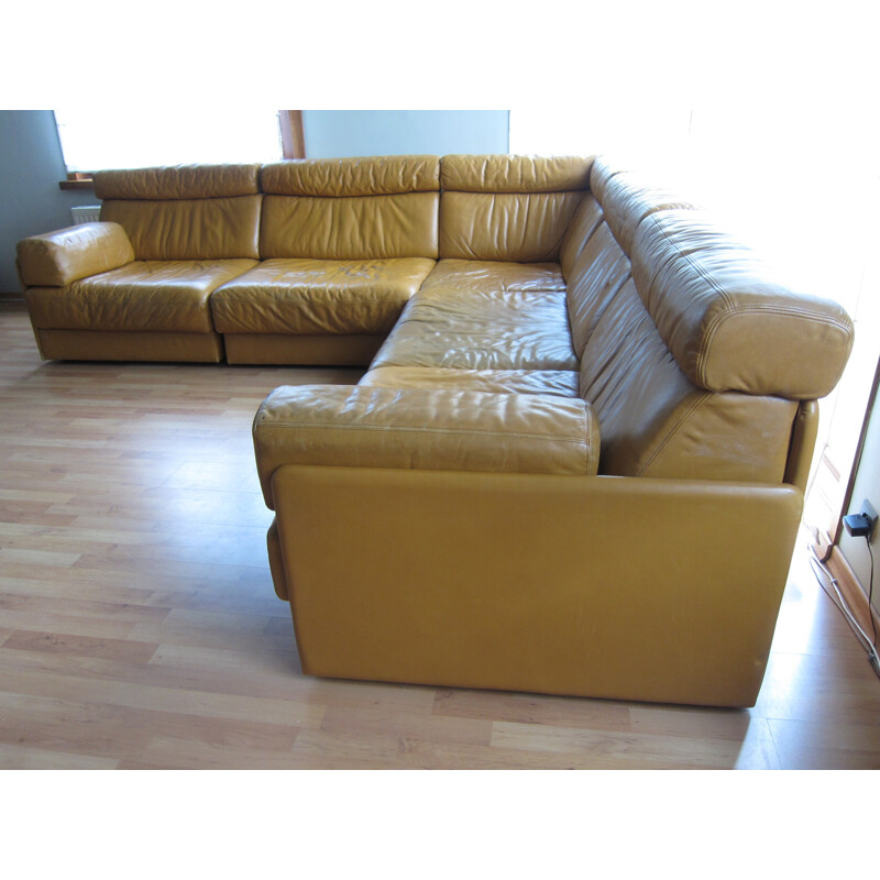 leather Vintage modular sofa De Sede - 1970s