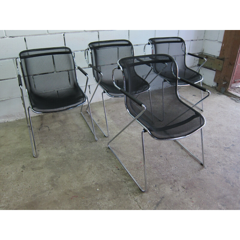 Set of 4 Vintage chairs "penelope" by Charles Pollock pour Castelli - 1980s  
