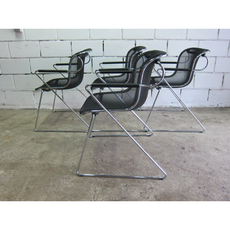 Set of 4 Vintage chairs "penelope" by Charles Pollock pour Castelli - 1980s  