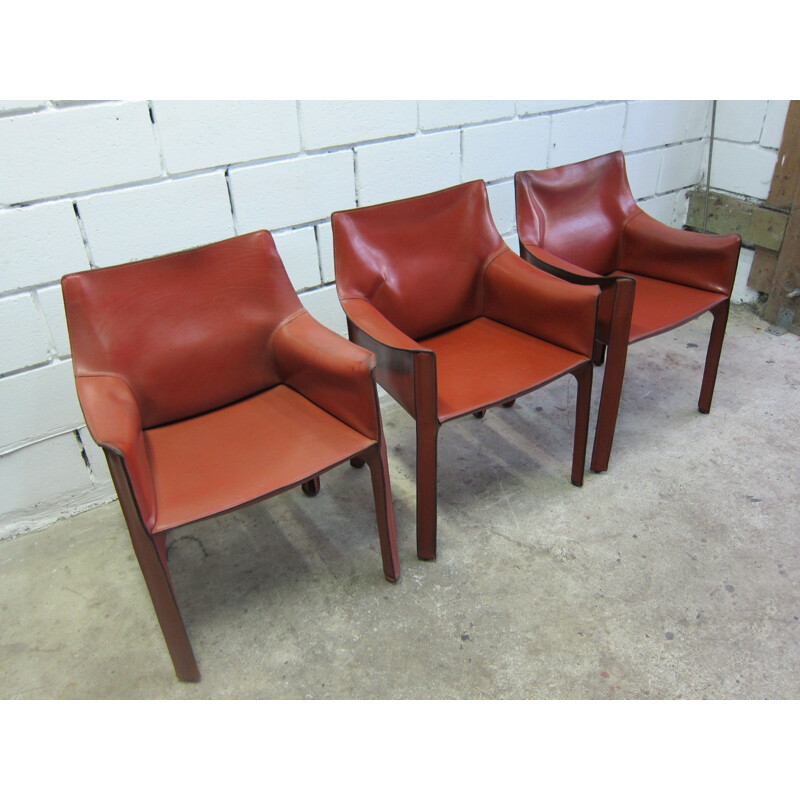 Cassina CAB 413 leather armchairs by Mario Bellini - 1970s