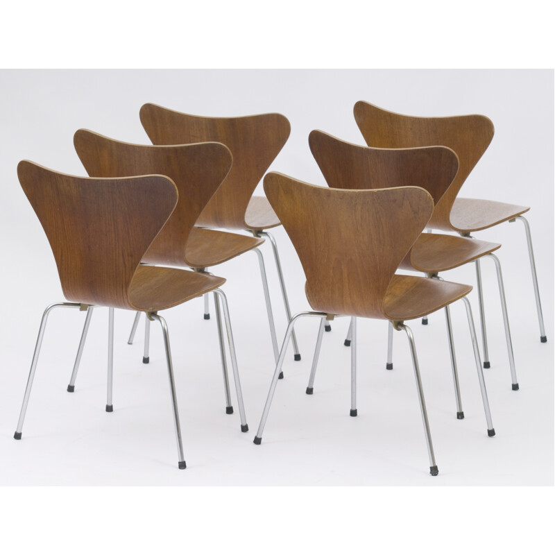 Set of 6 chairs "Series 7" by Fritz Hansen for Arne Jacobsen - 1960s