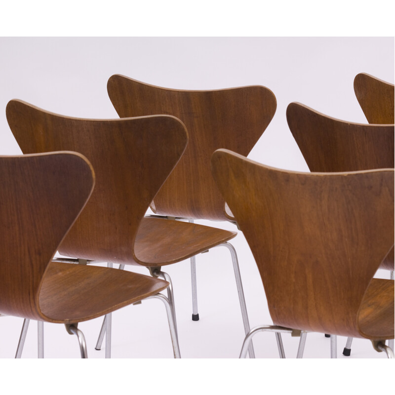 Set of 6 chairs "Series 7" by Fritz Hansen for Arne Jacobsen - 1960s