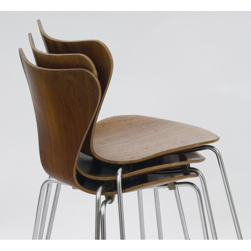 Set of 6 chairs "Series 7" by Fritz Hansen for Arne Jacobsen - 1960s