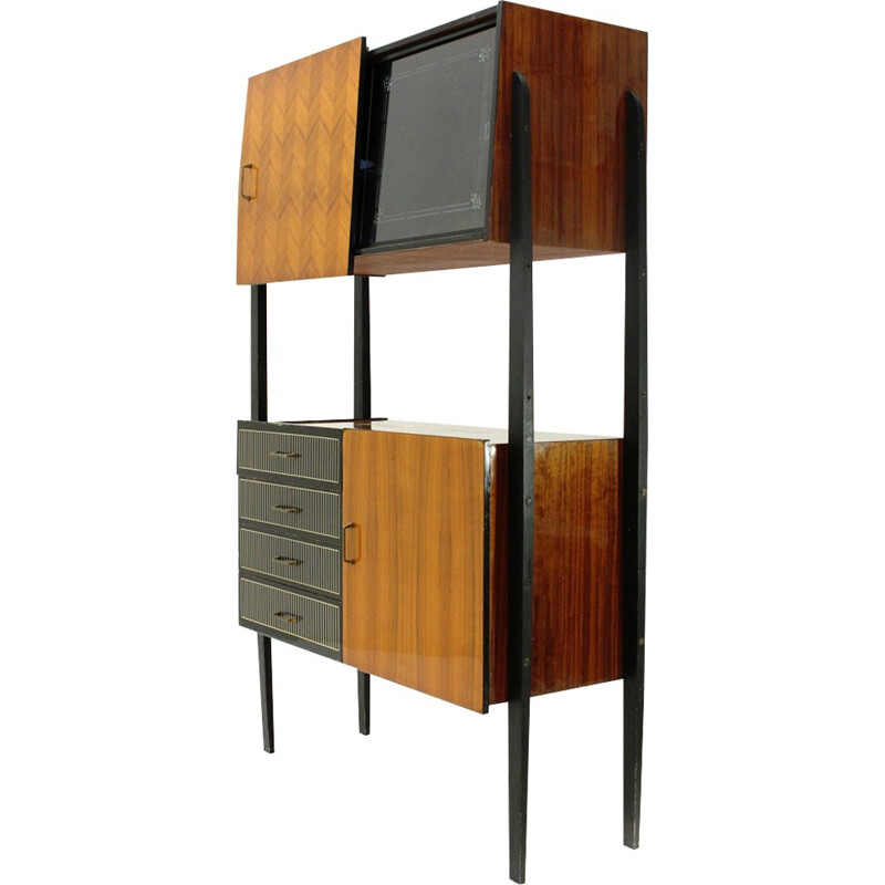 Vintage wooden wall unit, Italy - 1950s