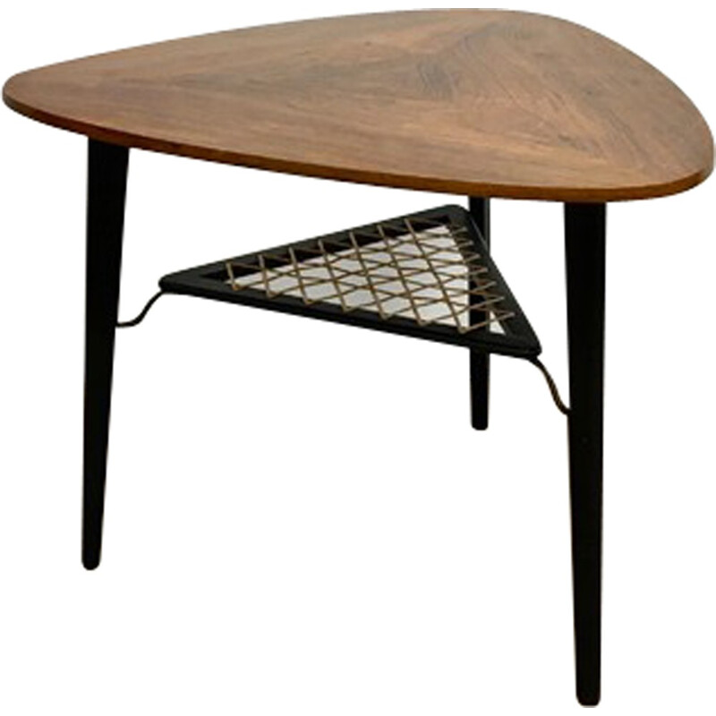 Vintage Danish Triangular Coffee Table in Rosewood with Rack - 1950s 