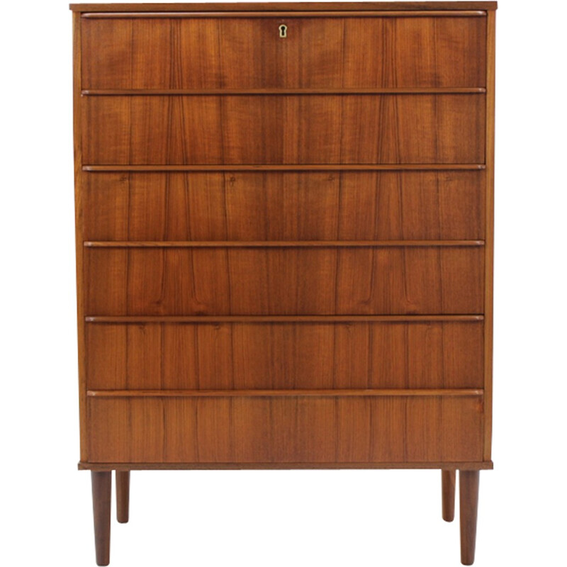 Vintage Danish teak chest of 6 drawers - 1960s