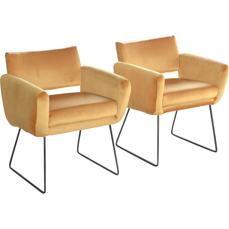 Vintage pair of armchairs "763" by Joseph André Motte for Steiner - 1950s