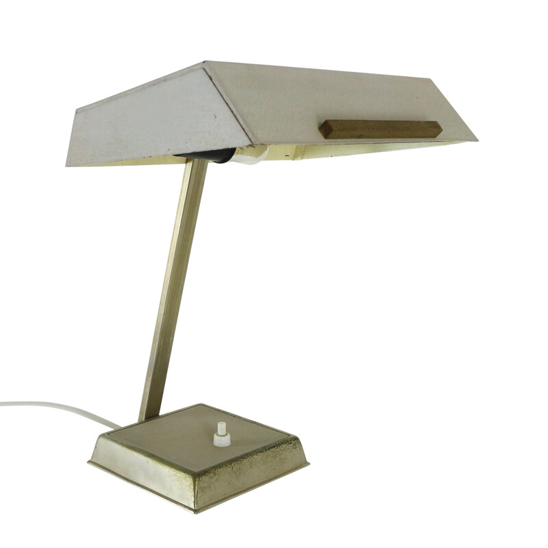 Lampe de bureau vintage en métal gris - 1960