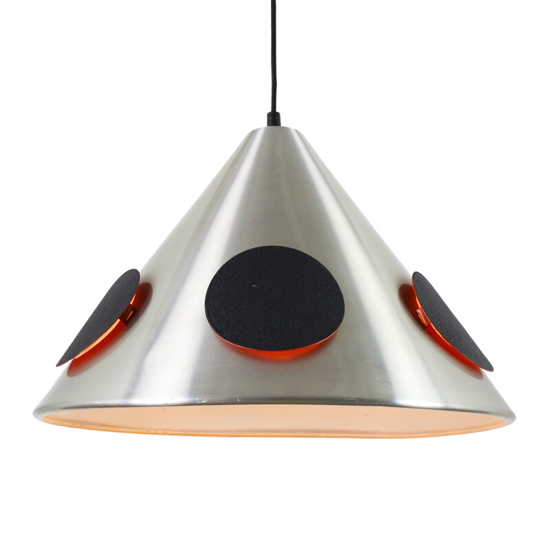 Vintage pendant light with illuminated black circular discs - 1960s