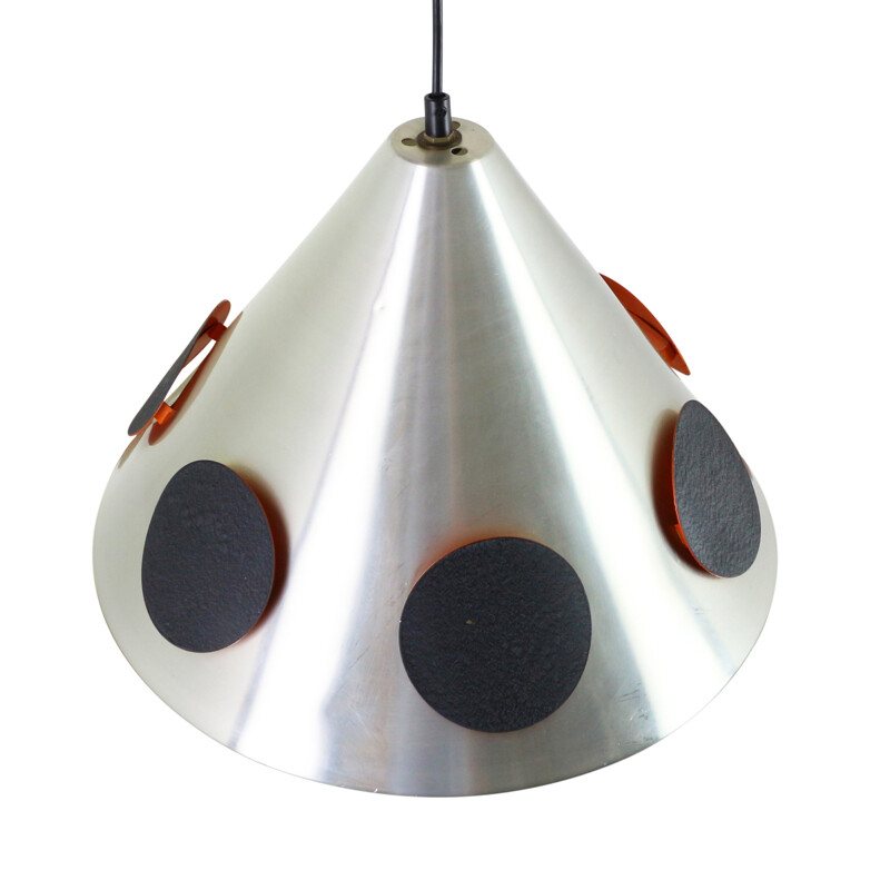 Vintage pendant light with illuminated black circular discs - 1960s