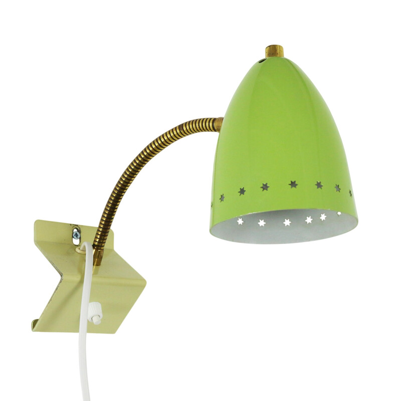 Lime green "Sterrenserie" wall light by H. Busquet for Hala Zeist - 1950s