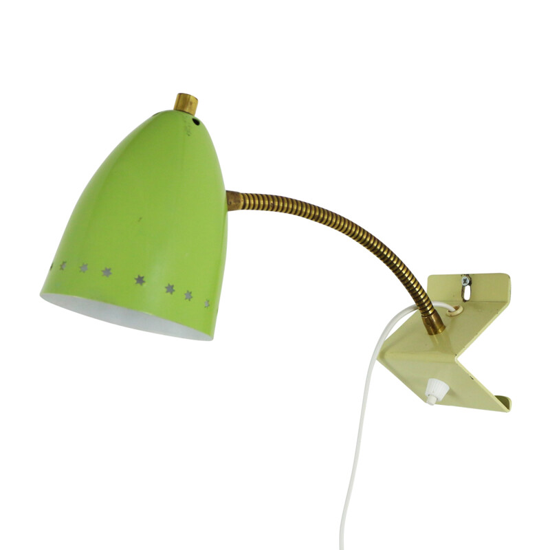Lime green "Sterrenserie" wall light by H. Busquet for Hala Zeist - 1950s