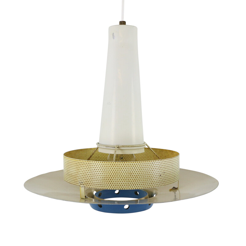 Vintage blue pendant light by Louis Kalff for Philips - 1950s