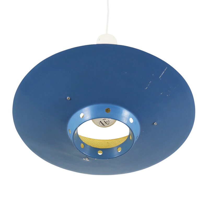 Vintage blue pendant light by Louis Kalff for Philips - 1950s