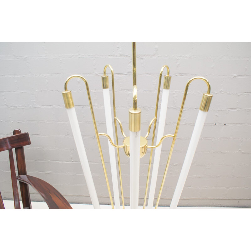 Vintage Brass Ceiling Lamp with Fluorescent Tubes - 1950s