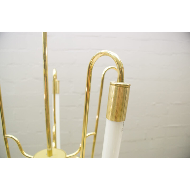 Vintage Brass Ceiling Lamp with Fluorescent Tubes - 1950s
