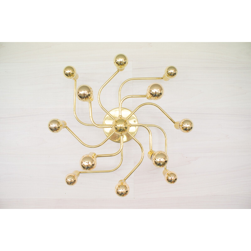 Vintage Italian Brass Chandelier - 1970s