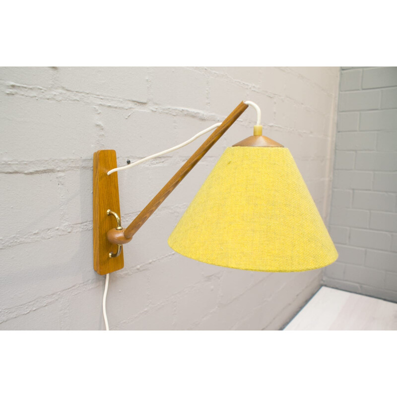 Scandinavian vintage wall lamp in wood, 1950