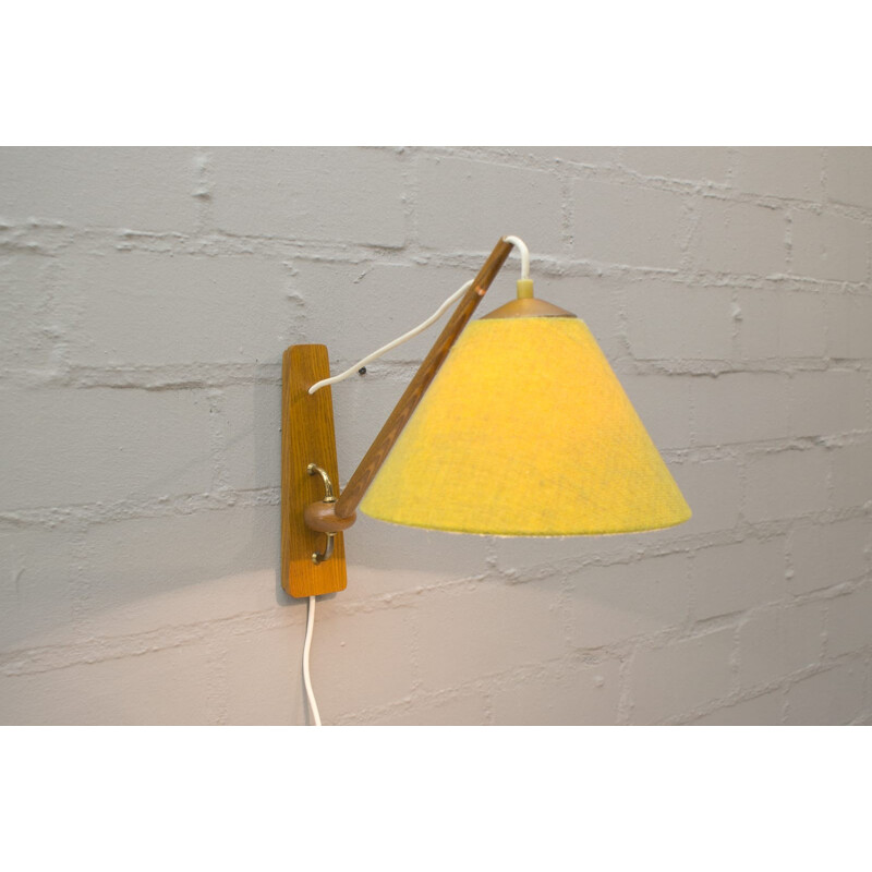 Scandinavian vintage wall lamp in wood, 1950