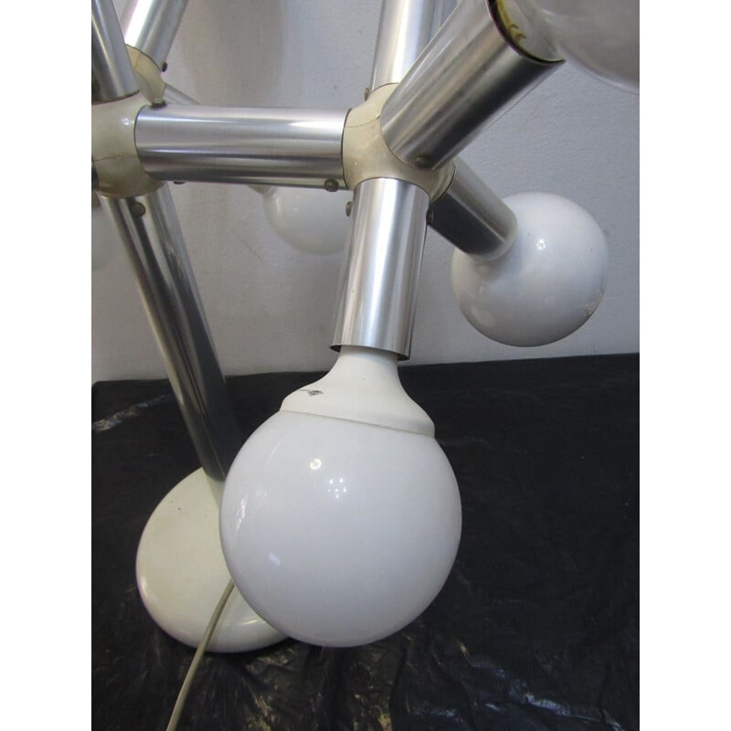 Lampe de table vintage "Sputnik" en métal blanc - 1970