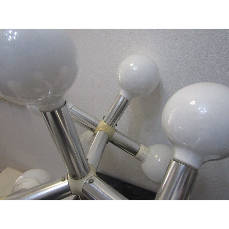 Lampe de table vintage "Sputnik" en métal blanc - 1970