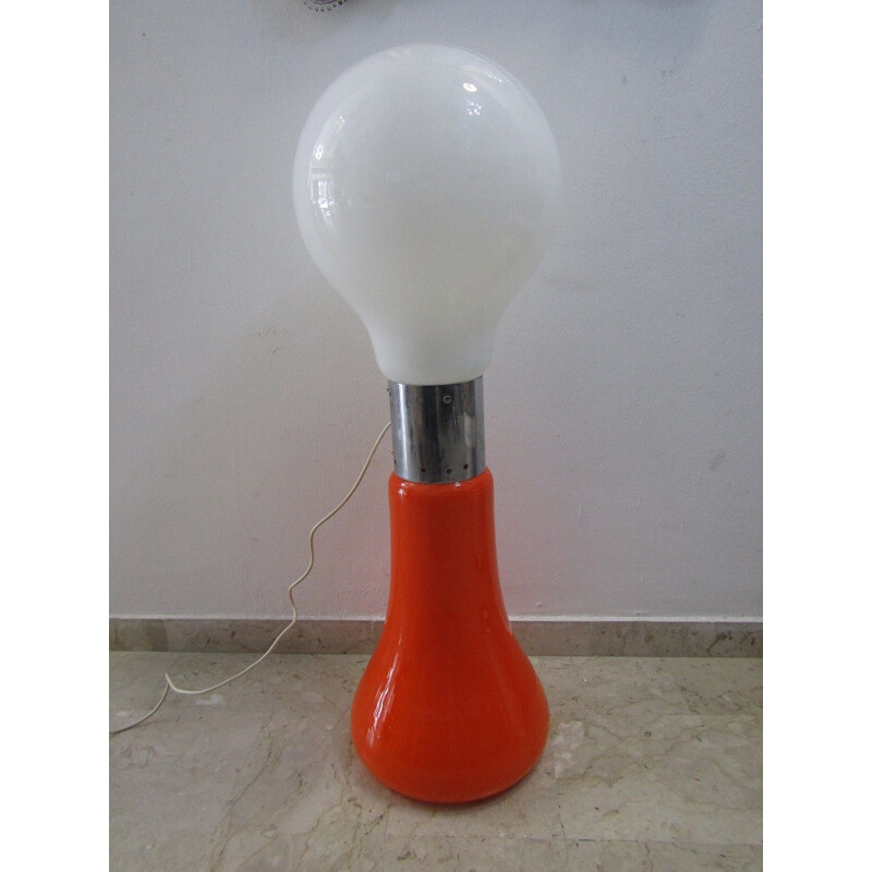 Vintage orange floor lamp by Birillo Nason for Mazzega - 1970s