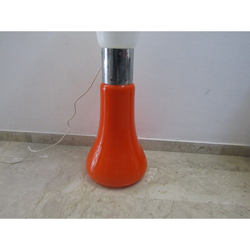 Vintage orange floor lamp by Birillo Nason for Mazzega - 1970s