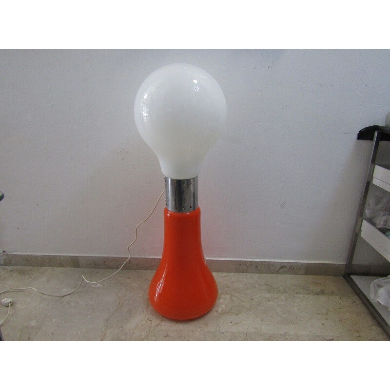 Lampadaire vintage orange par Birillo Nason pour Mazzega - 1970