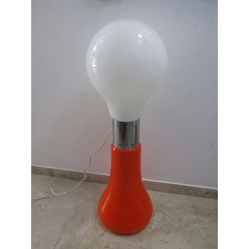 Lampadaire vintage orange par Birillo Nason pour Mazzega - 1970