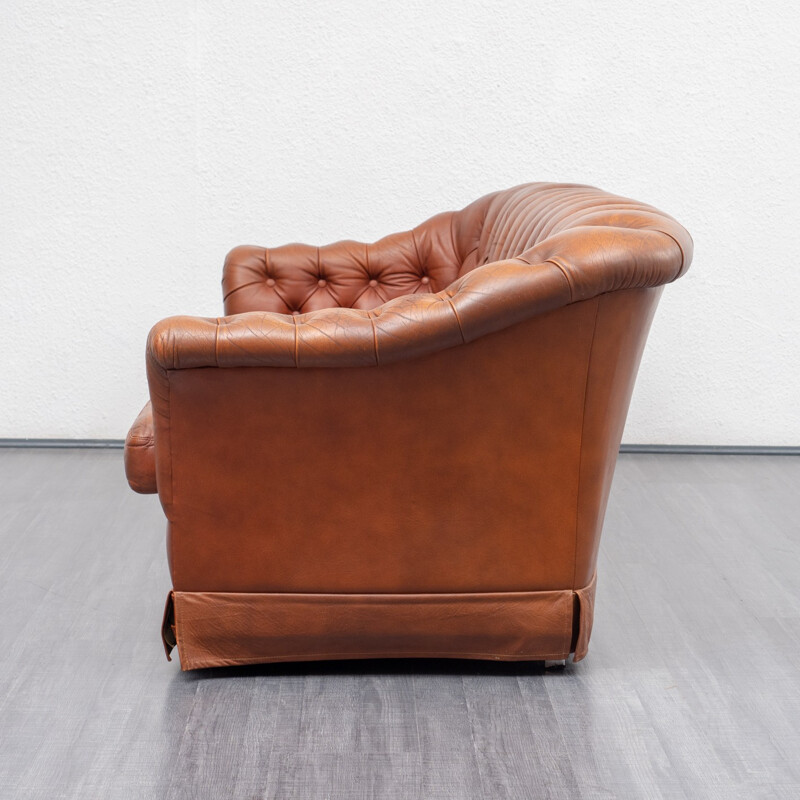 Vintage 3 seater soa in cognac coloured leather - 1950s