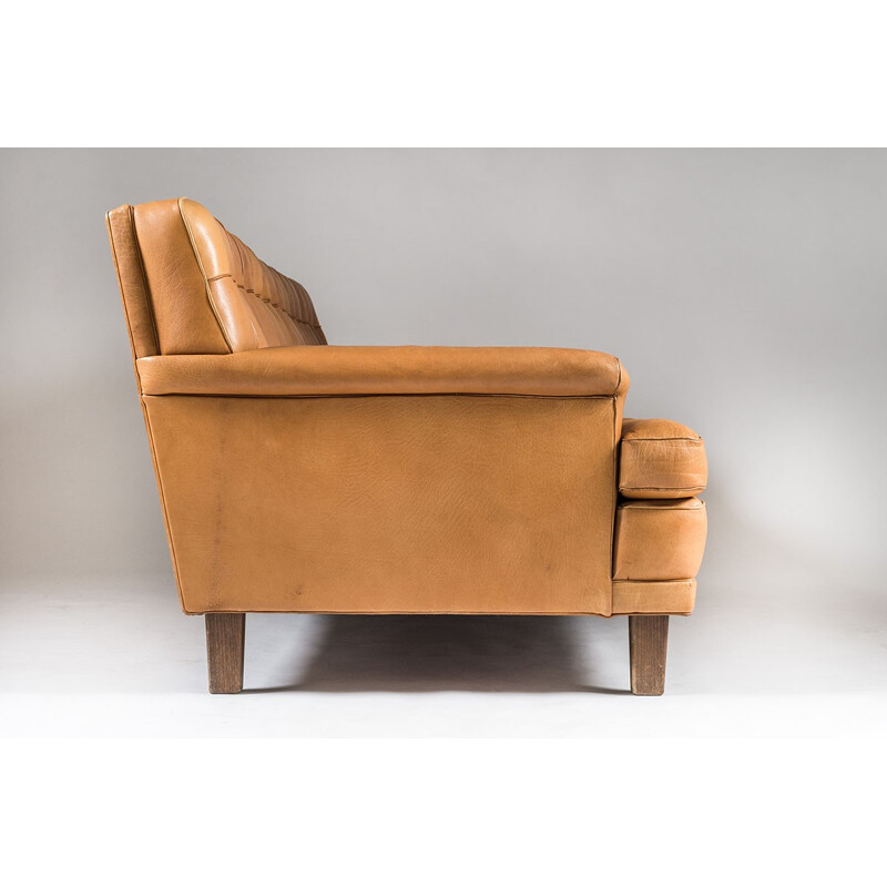 Vintage Swedish sofa in cognac leather - 1960s