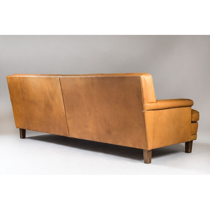 Vintage Swedish sofa in cognac leather - 1960s