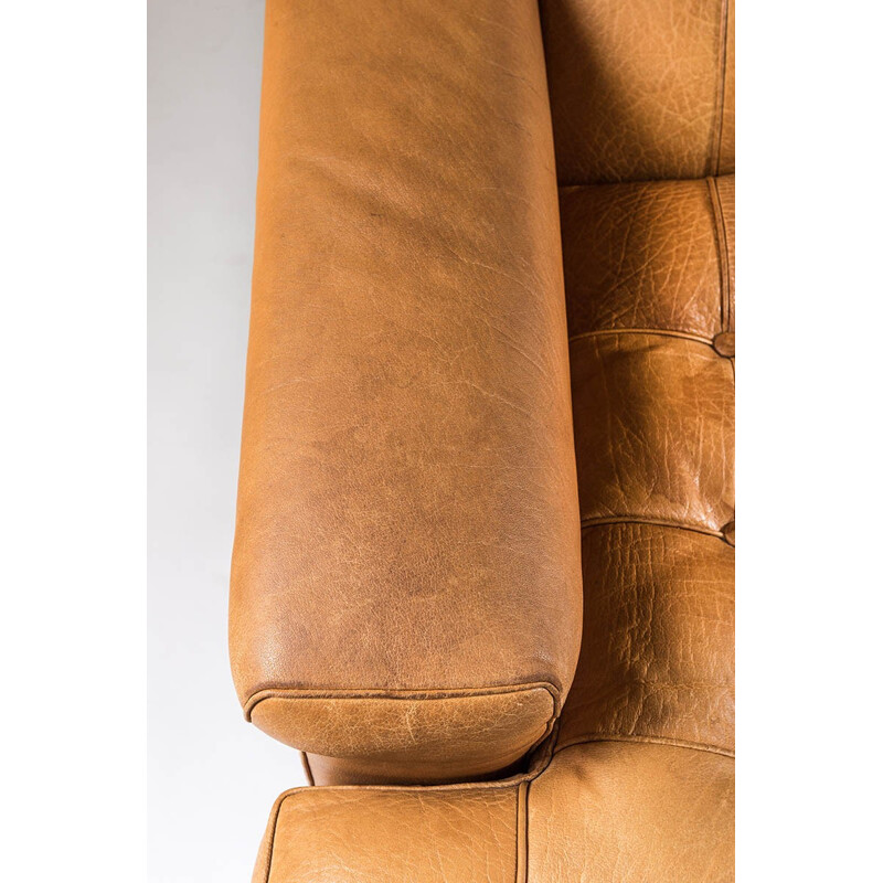 Vintage Swedish sofa in cognac leather - 1960s