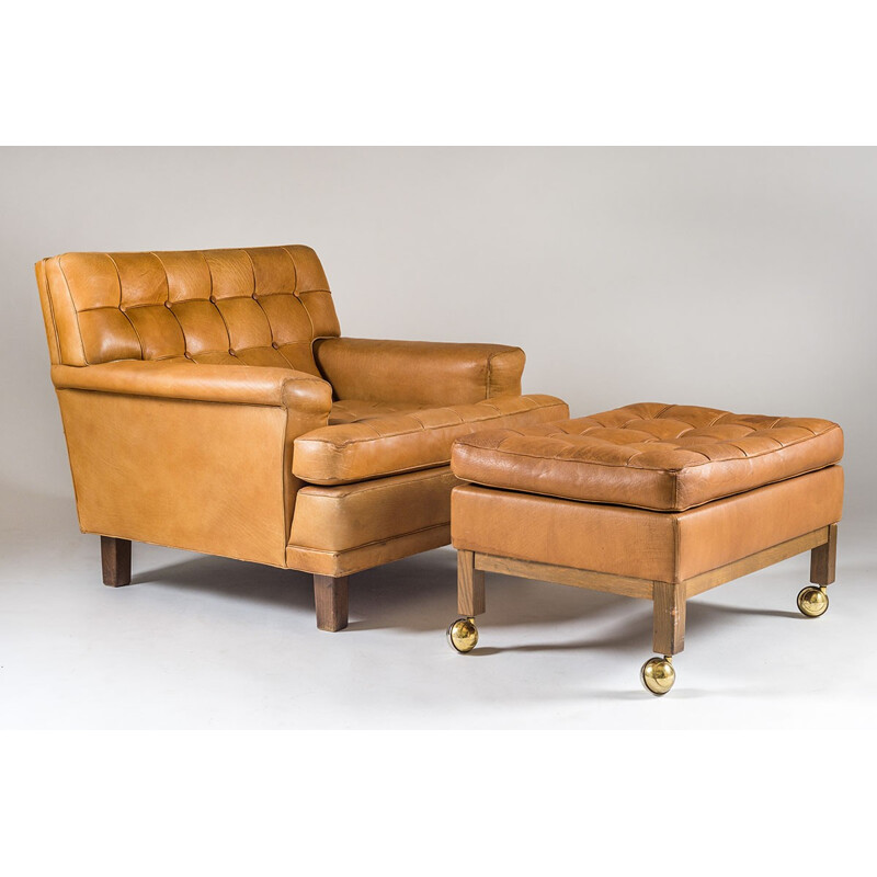 Vintage Swedish lounge chair and ottoman  "Merkur" by Arne Norell - 1960s