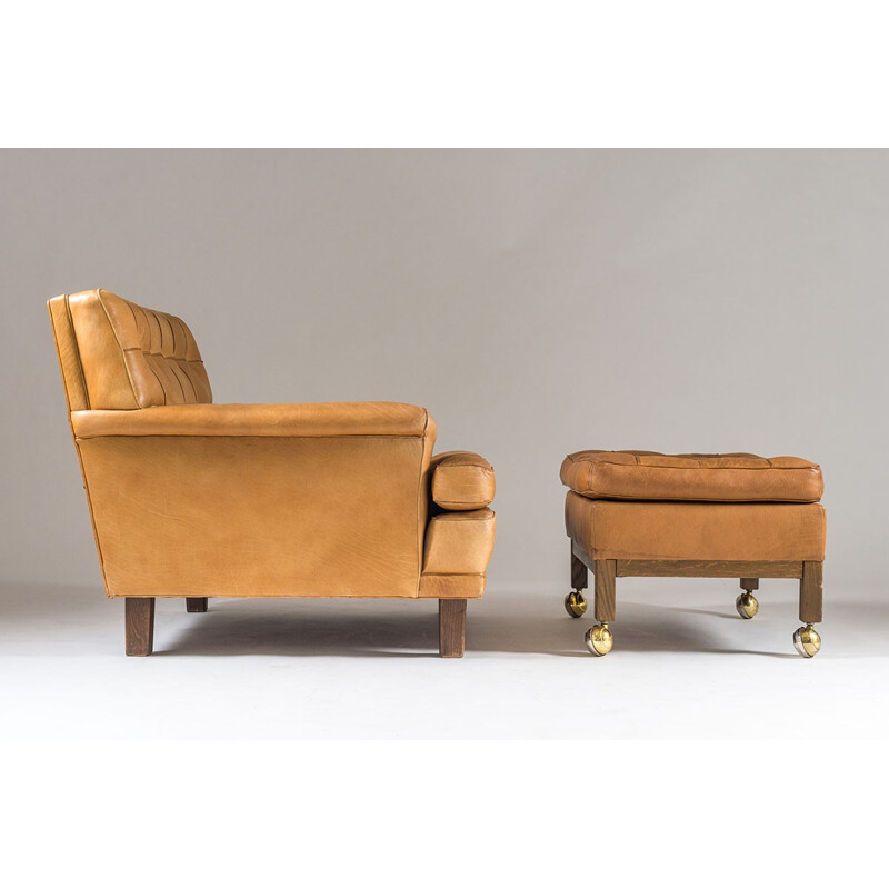 Fauteuil lounge et pouf vintage "Merkur" par Arne Norell - 1960