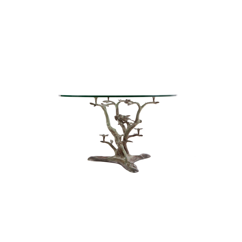 Vintage Bronze Coffee Table With Glass Top by Willy Daro - 1960s