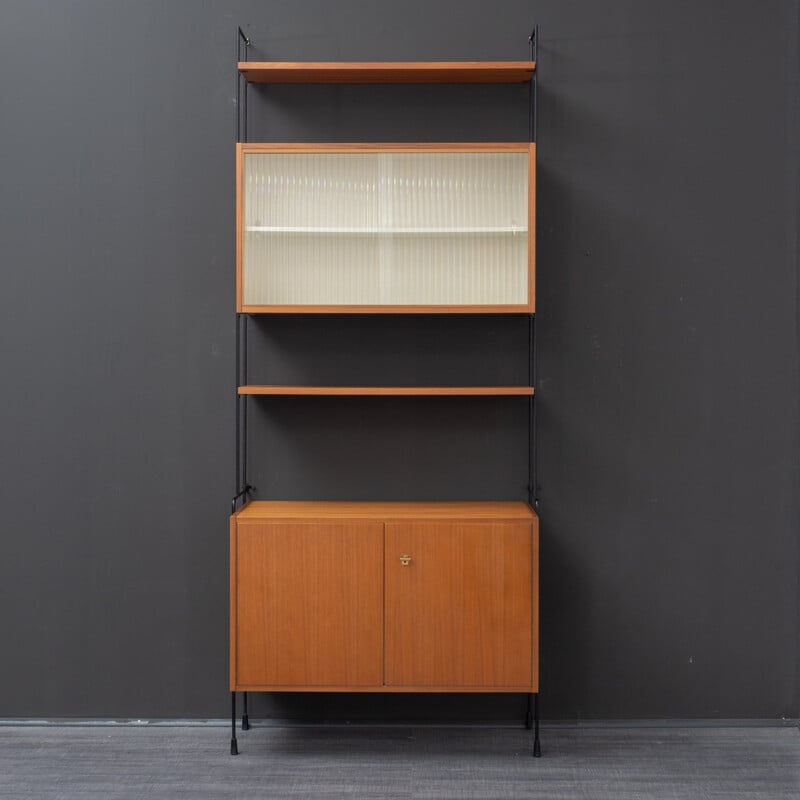 Vintage shelving system Omnia with glass doors by Hilker - 1960s