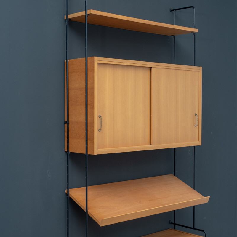 Vintage ashwood shelving system by Hilker, Omnia - 1960s