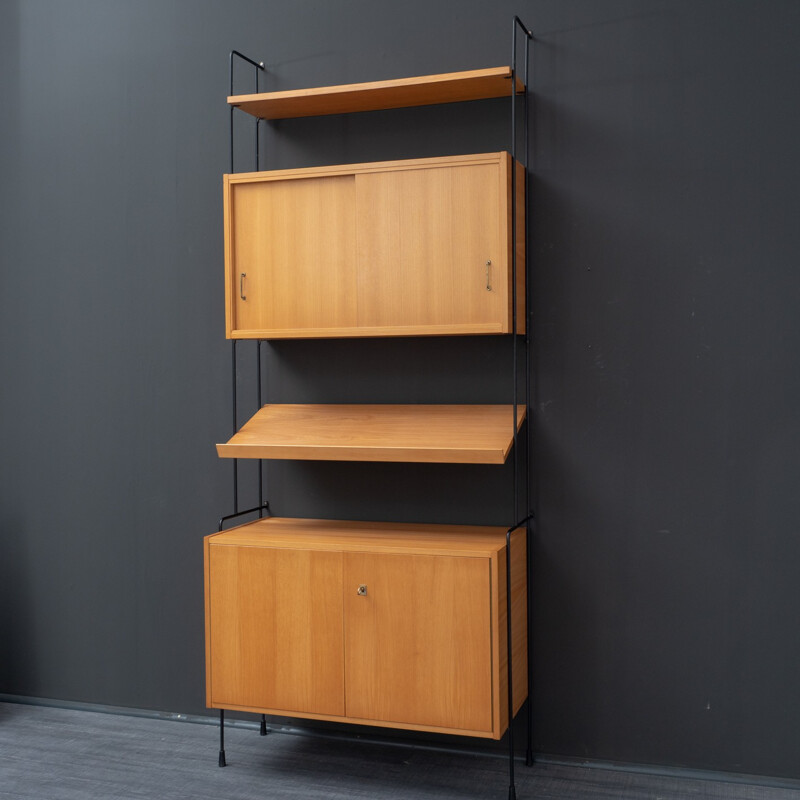 Vintage ashwood shelving system by Hilker, Omnia - 1960s