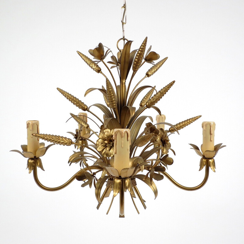 Vintage Italian brass chandelier with 5 arms - 1970s