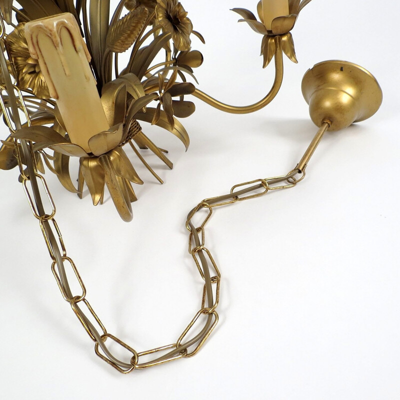Vintage Italian brass chandelier with 5 arms - 1970s