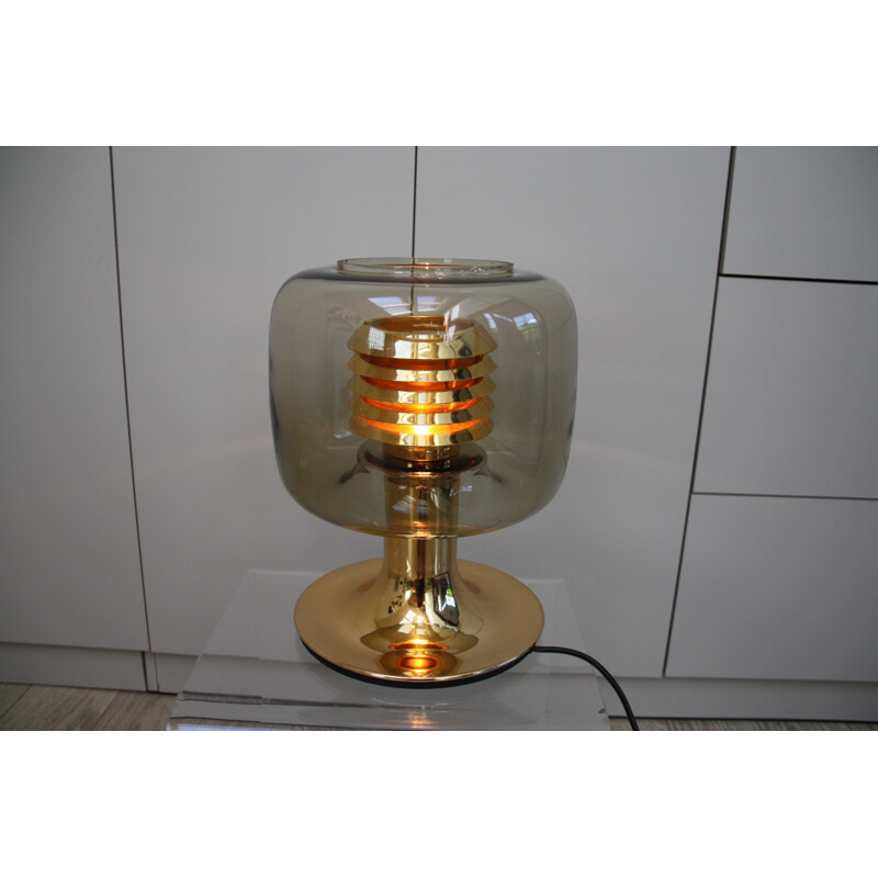 Vintage table lamp in smoked glaas by ERCO - 1960s