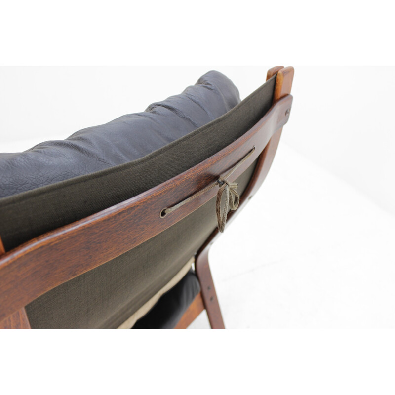 Danish Lounge chair in bentwood & leather - 1960s