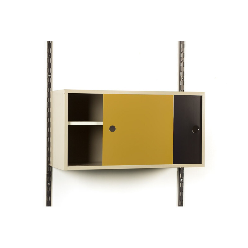 Vintag modular wall unit in black and olive green by Tjerk Reijenga for Pilastro - 1950s