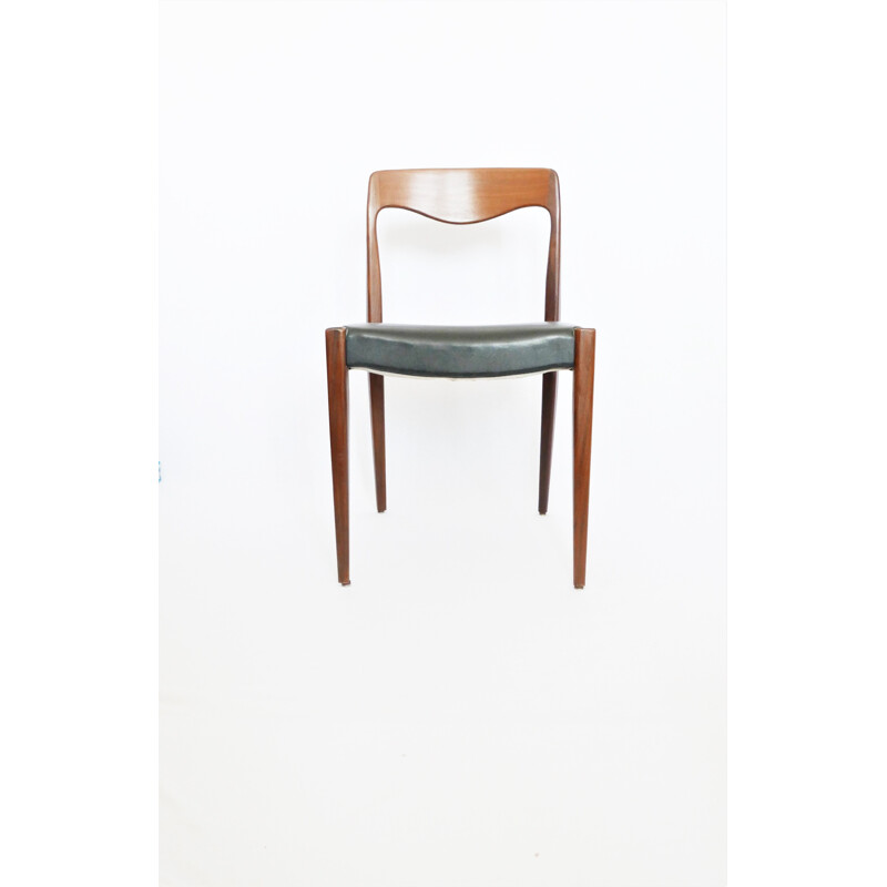 Suite van 6 zwarte vintage teakhouten stoelen - 1960