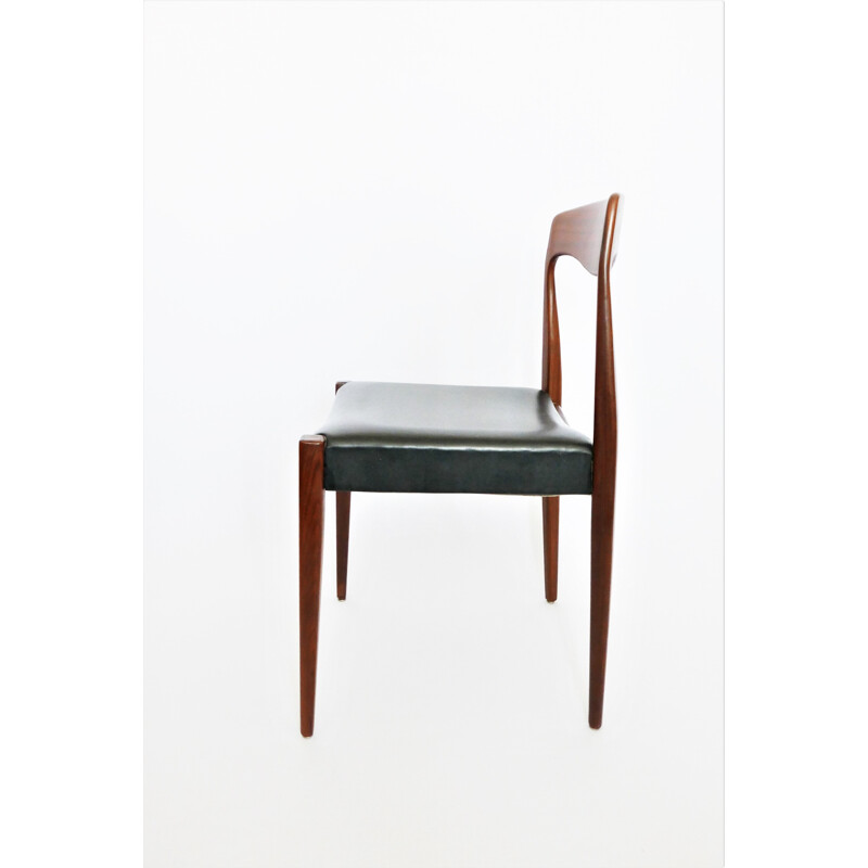 Set of 6 vintage black chairs in teak - 1960s