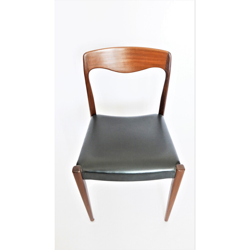 Set of 6 vintage black chairs in teak - 1960s