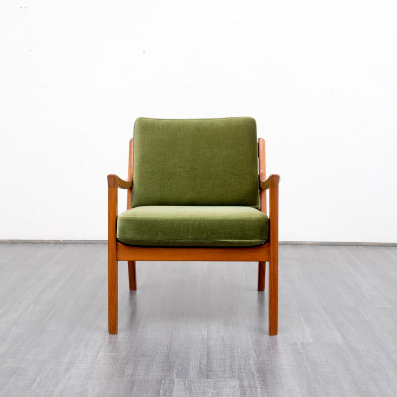 Armchairs in teak and green fabric, Ole WANSCHER - 1950s