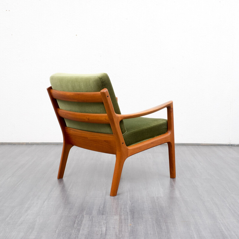 Armchairs in teak and green fabric, Ole WANSCHER - 1950s